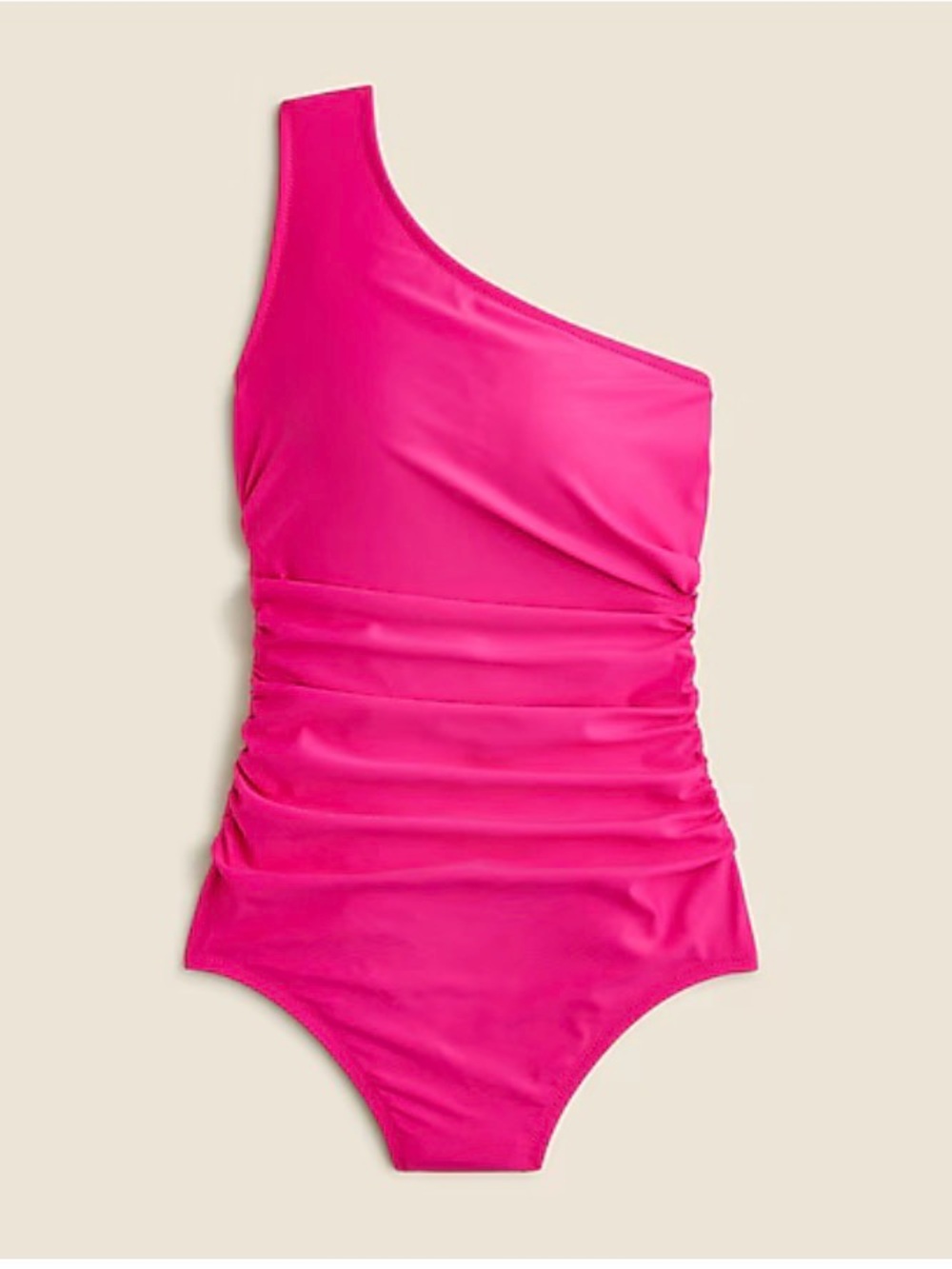 J Crew One-Shoulder Pink Ruched One-Piece Swimsuit